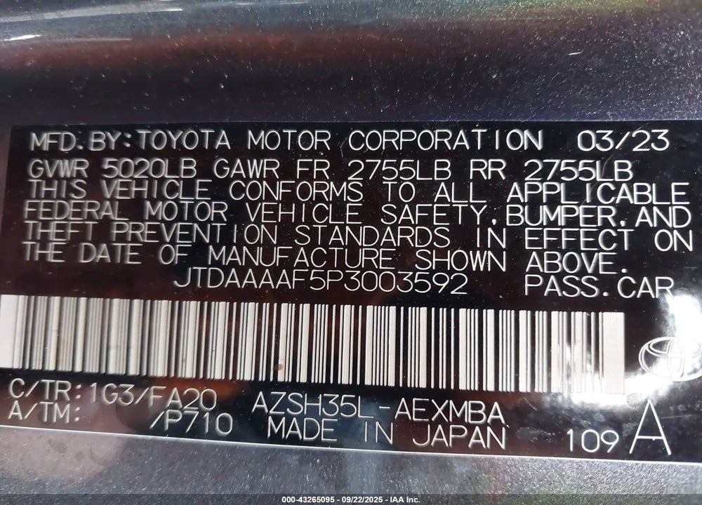2023 TOYOTA CROWN VIN: JTDAAAAF5P3003592