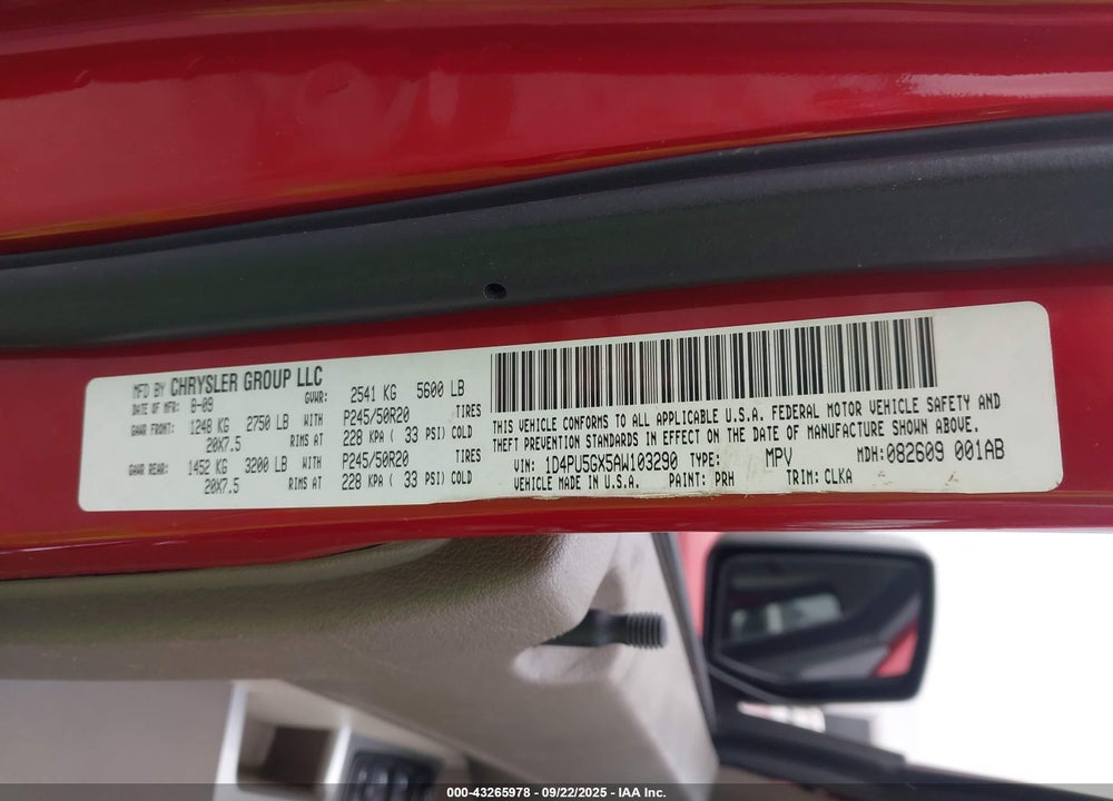 2010 DODGE NITRO VIN: 1D4PU5GX5AW103290