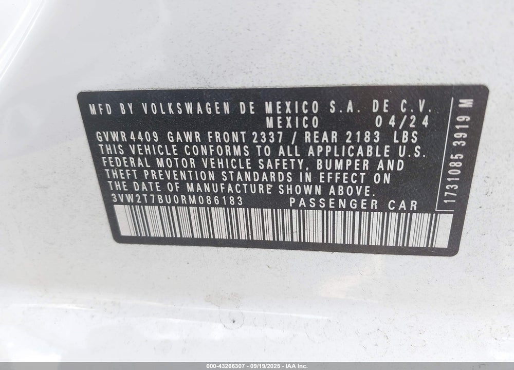 2024 VOLKSWAGEN JETTA GLI 2.0T AUTOBAHN VIN: 3VW2T7BU0RM086183