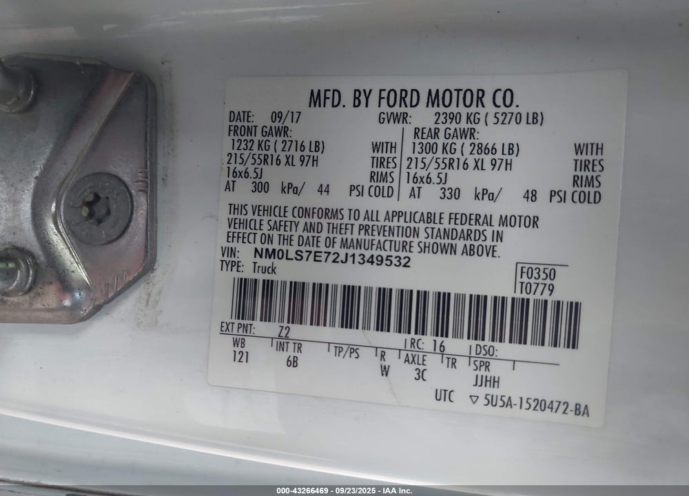 2018 FORD TRANSIT CONNECT VIN: NM0LS7E72J1349532