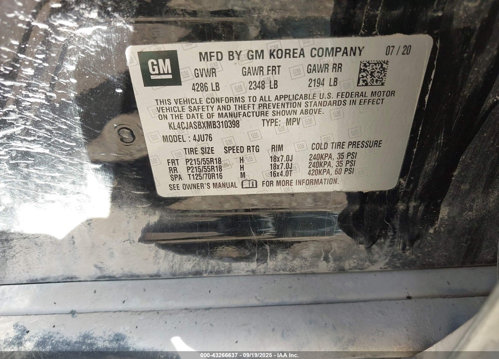 2021 BUICK ENCORE FWD PREFERRED VIN: KL4CJASBXMB310398
