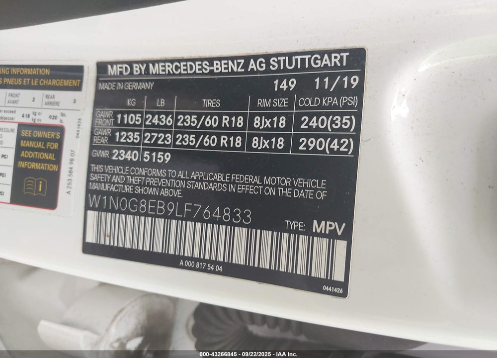 2020 MERCEDES-BENZ GLC 300 4MATIC VIN: W1N0G8EB9LF764833