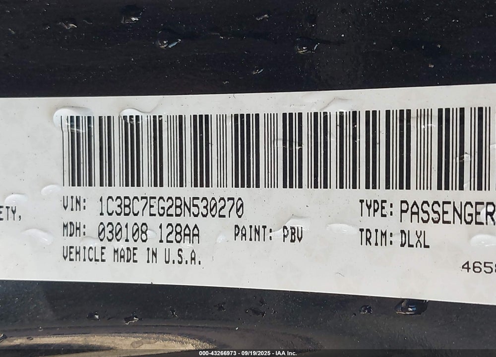 2011 CHRYSLER 200 LIMITED VIN: 1C3BC7EG2BN530270