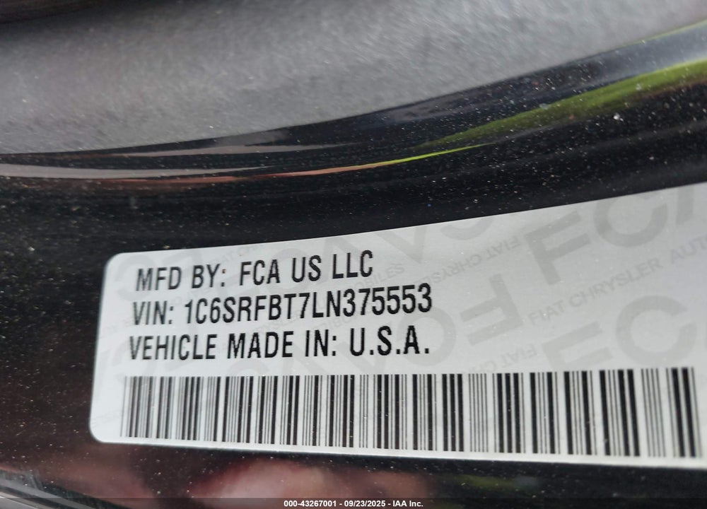 2020 RAM 1500 VIN: 1C6SRFBT7LN375553