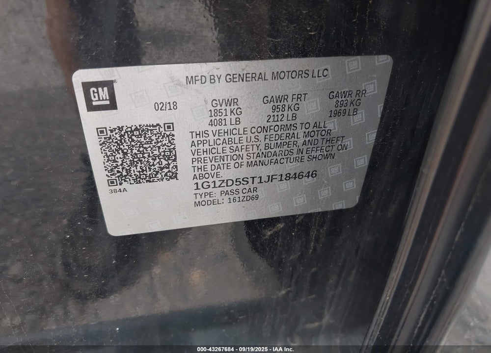 2018 CHEVROLET MALIBU LIMITED VIN: 1G1ZD5ST1JF184646