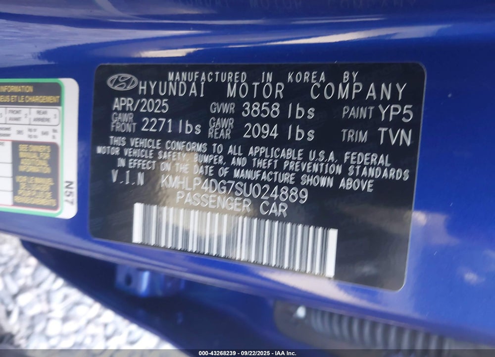2025 HYUNDAI ELANTRA LIMITED VIN: KMHLP4DG7SU024889