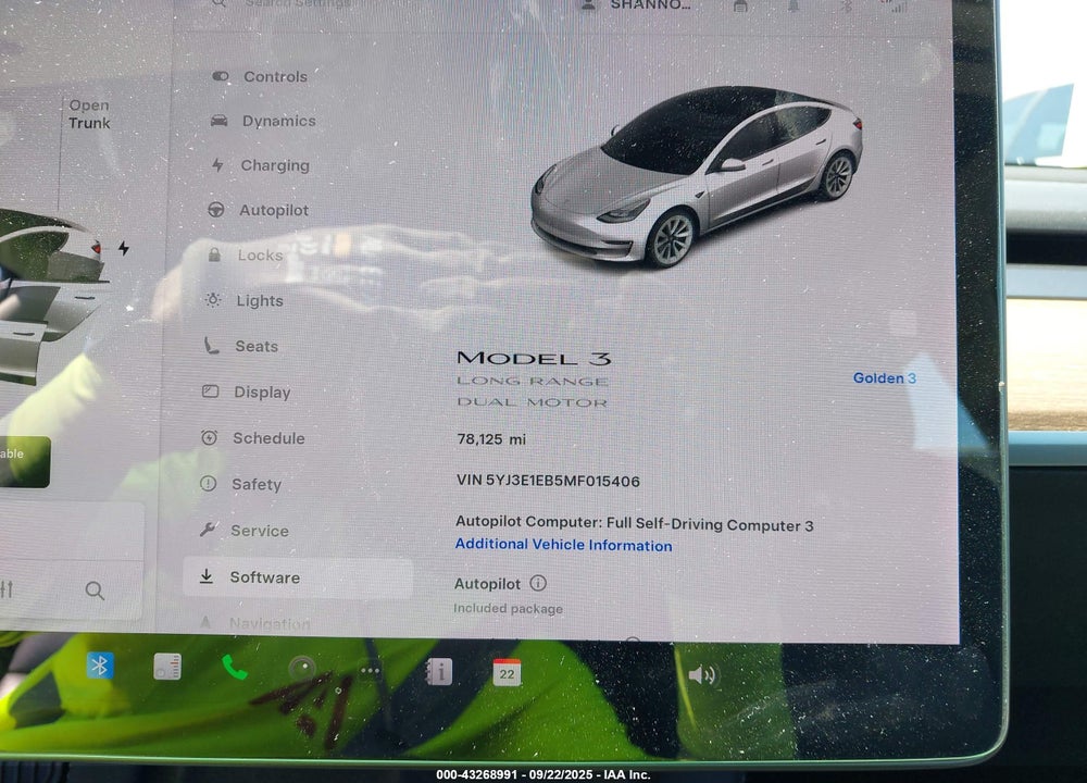2021 TESLA MODEL 3 VIN: 5YJ3E1EB5MF015406
