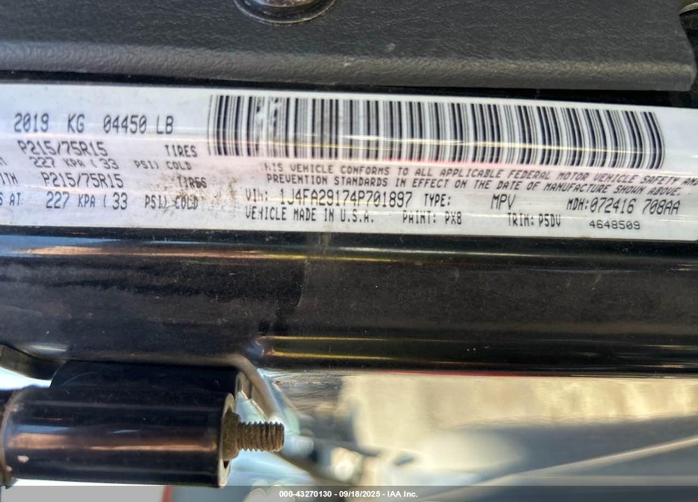 2004 JEEP WRANGLER / TJ SE VIN: 1J4FA29174P701897