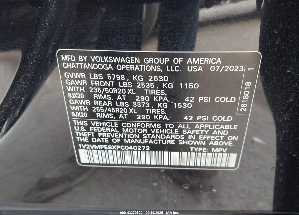 2023 VOLKSWAGEN ID.4 PRO/PRO S VIN: 1V2VMPE8XPC040272