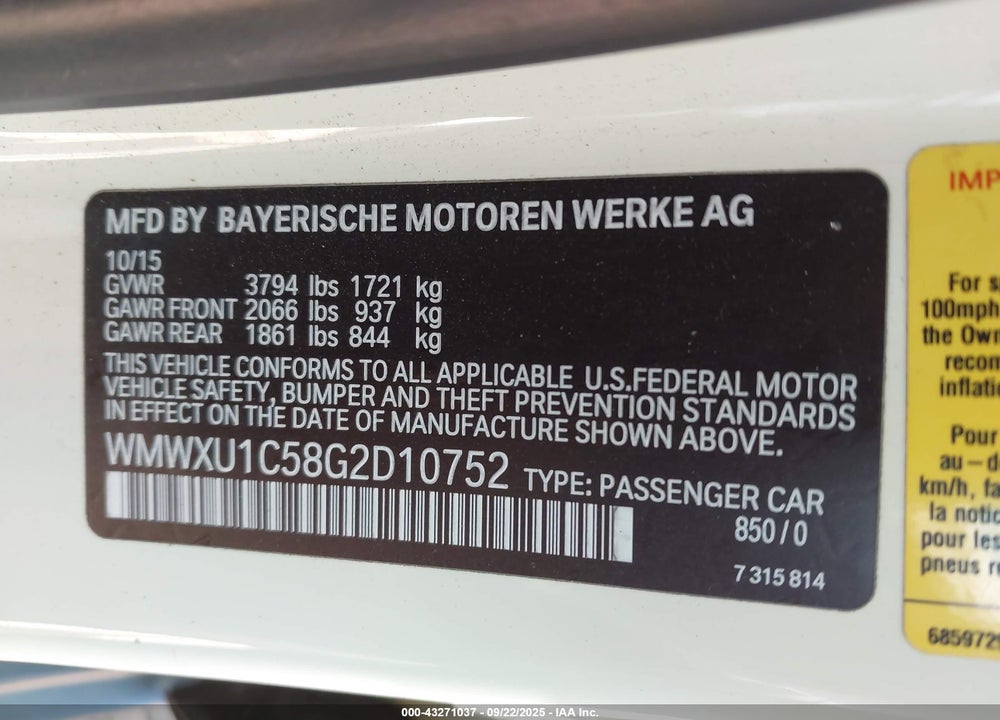 2016 MINI HARDTOP COOPER VIN: WMWXU1C58G2D10752