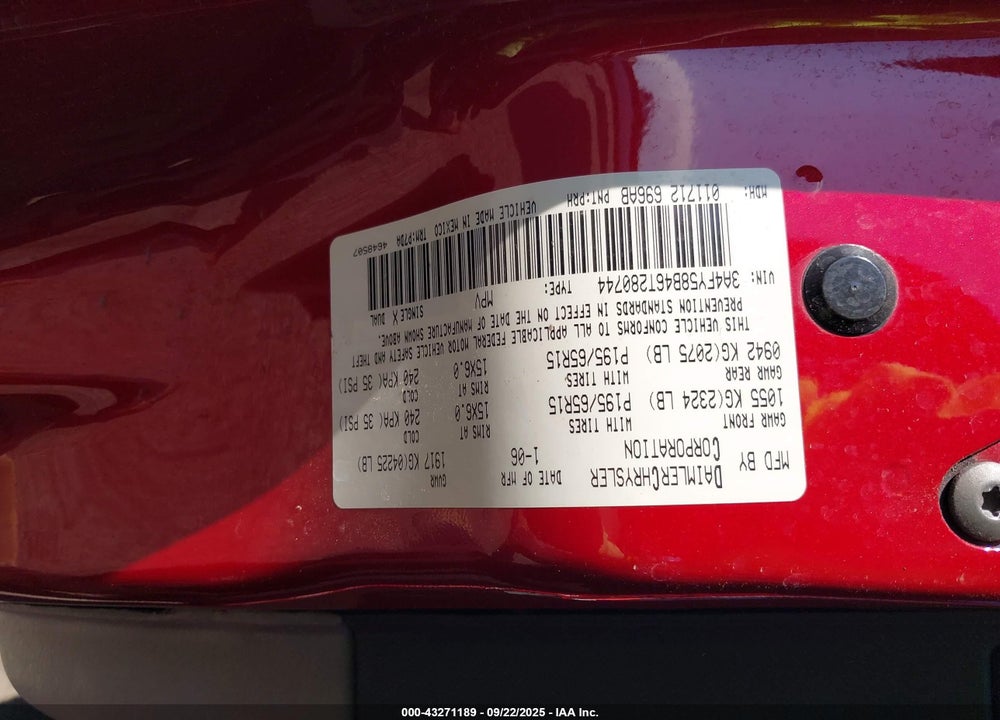 2006 CHRYSLER PT CRUISER TOURING VIN: 3A4FY58B46T280744
