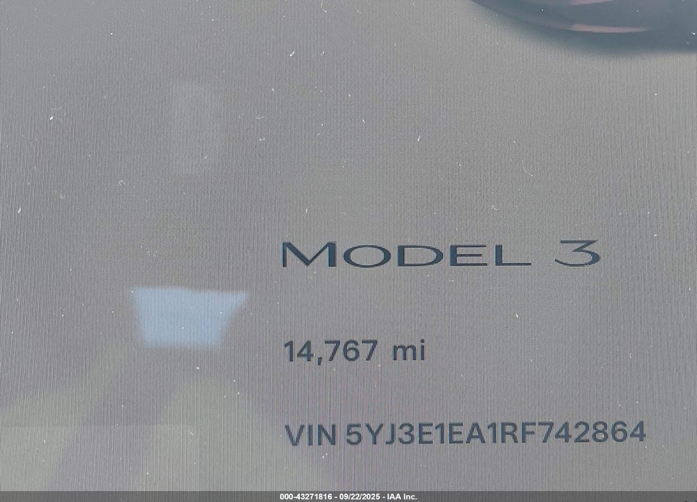 2024 TESLA MODEL 3 LONG RANGE DUAL MOTOR ALL-WHEEL DRIVE/REAR-WHEEL DRIVE VIN: 5YJ3E1EA1RF742864