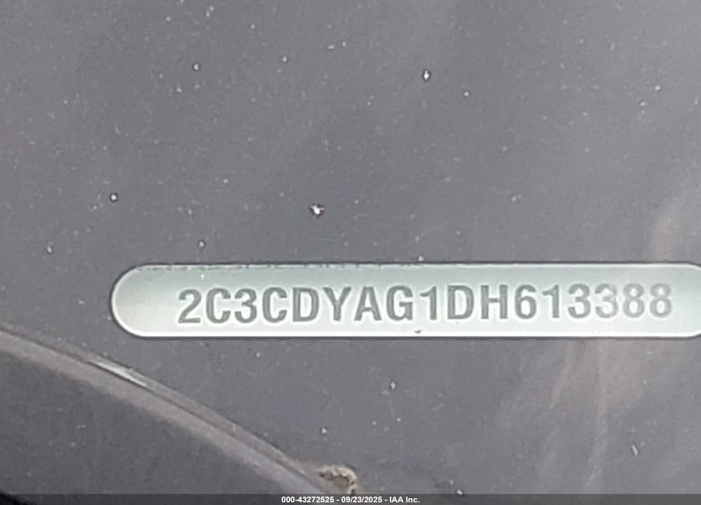 2013 DODGE CHALLENGER VIN: 2C3CDYAG1DH613388