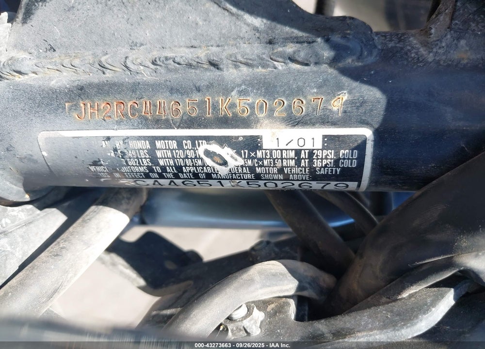 2001 HONDA VT750 CD2 VIN: JH2RC44651K502679