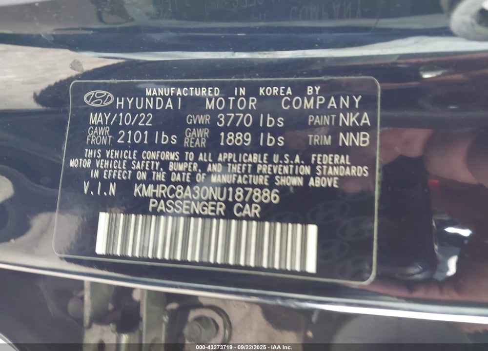 2022 HYUNDAI VENUE VIN: KMHRC8A30NU187886