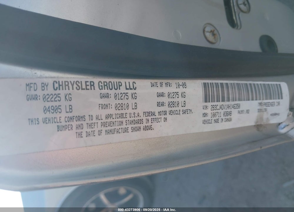 2010 DODGE CHALLENGER VIN: 2B3CJ4DV1AH146350