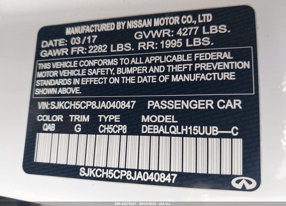 2018 INFINITI QX30 VIN: SJKCH5CP8JA040847