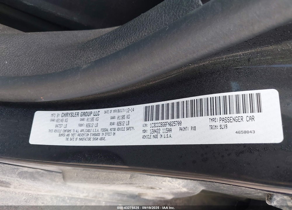 2015 CHRYSLER 200 S VIN: 1C3CCCBG6FN625700