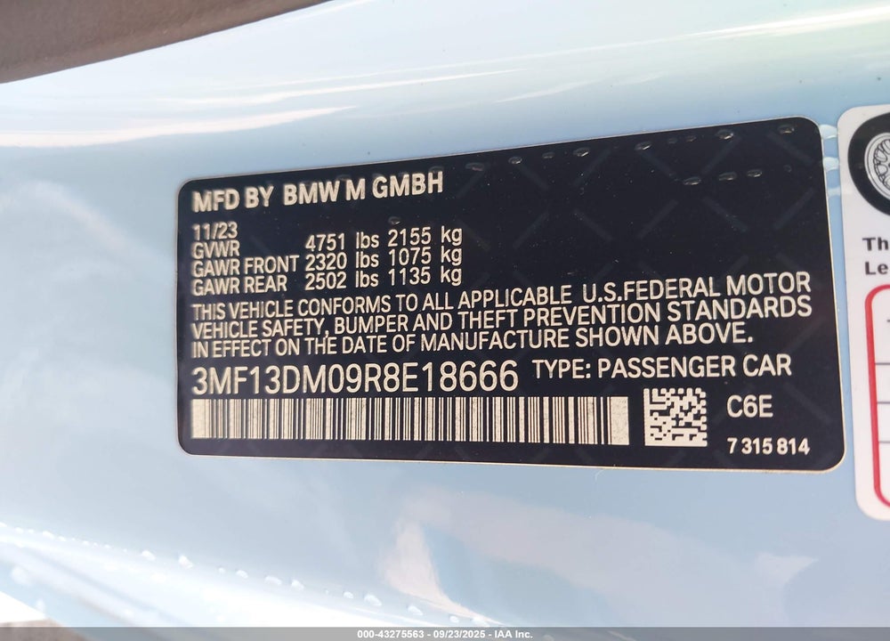 2024 BMW M2 VIN: 3MF13DM09R8E18666
