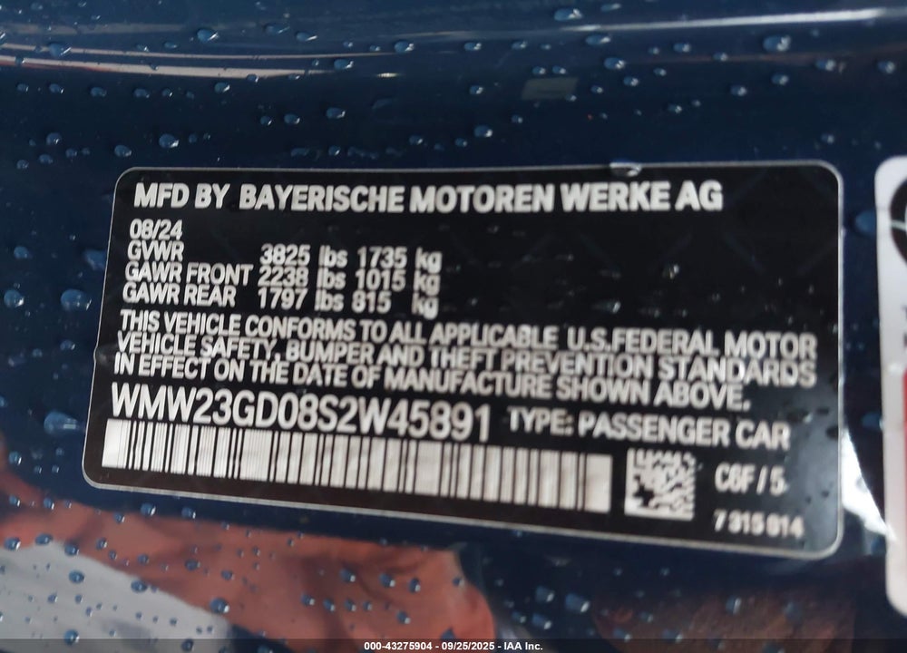 2025 MINI HARDTOP COOPER S VIN: WMW23GD08S2W45891