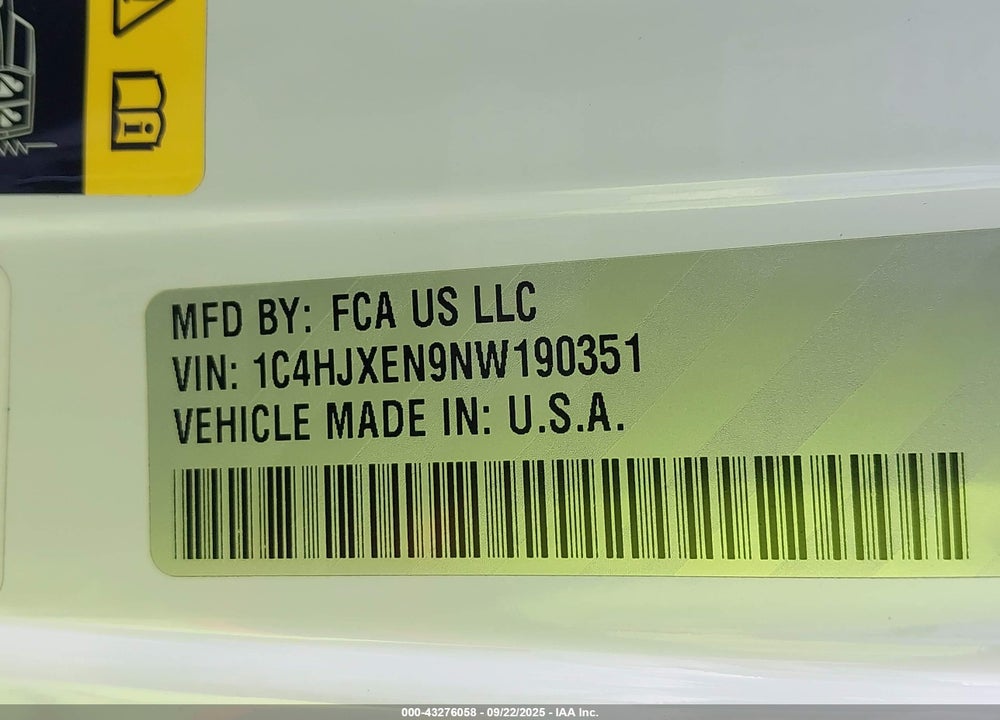 2022 JEEP WRANGLER / VIN: 1C4HJXEN9NW190351