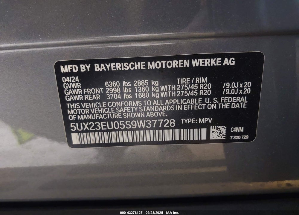 2025 BMW X5 VIN: 5UX23EU05S9W37728