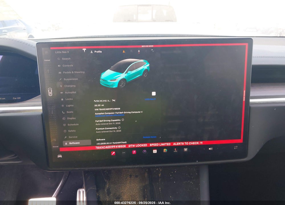 2023 TESLA MODEL X DUAL MOTOR ALL-WHEEL DRIVE/STANDARD RANGE VIN: 7SAXCAE51PF419506