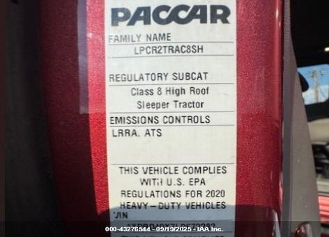 2020 PETERBILT 579 VIN: 1XPBD49X7LD672282