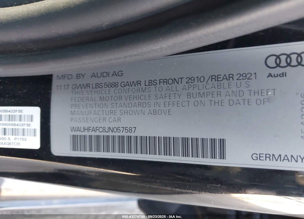 2018 AUDI S6 4.0T PREMIUM PLUS VIN: WAUHFAFC8JN057587