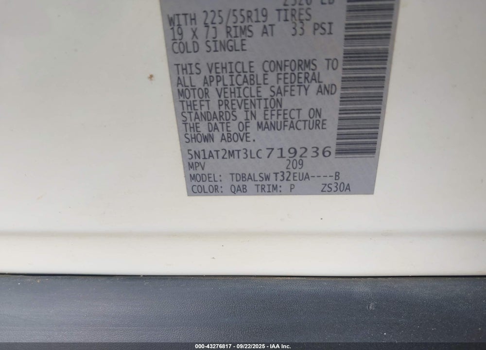 2020 NISSAN ROGUE VIN: 5N1AT2MT3LC719236