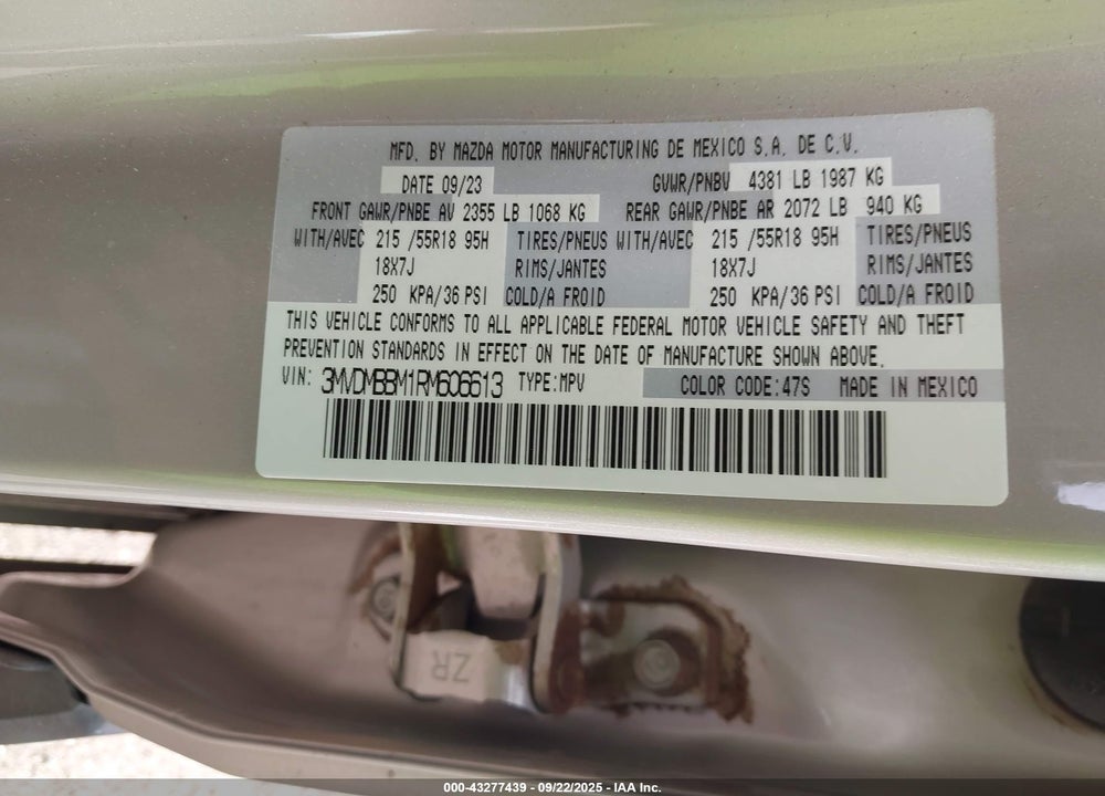 2024 MAZDA CX-30 2.5 S SELECT SPORT VIN: 3MVDMBBM1RM606613