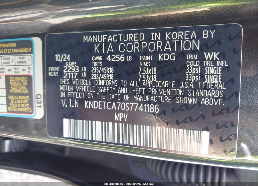2025 KIA SELTOS VIN: KNDETCA70S7741186