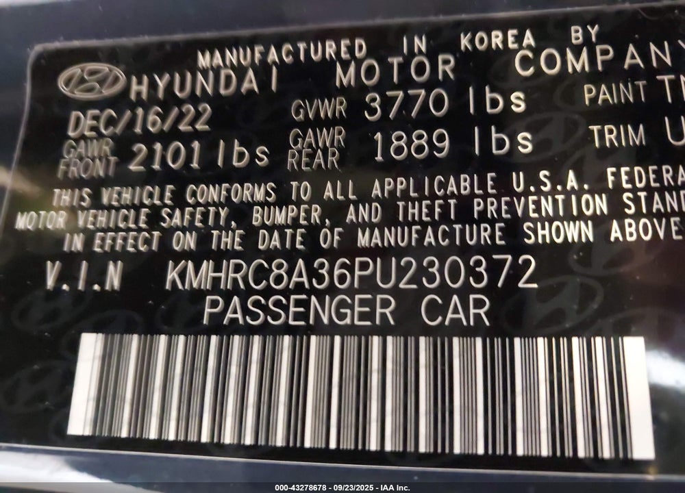 2023 HYUNDAI VENUE VIN: KMHRC8A36PU230372