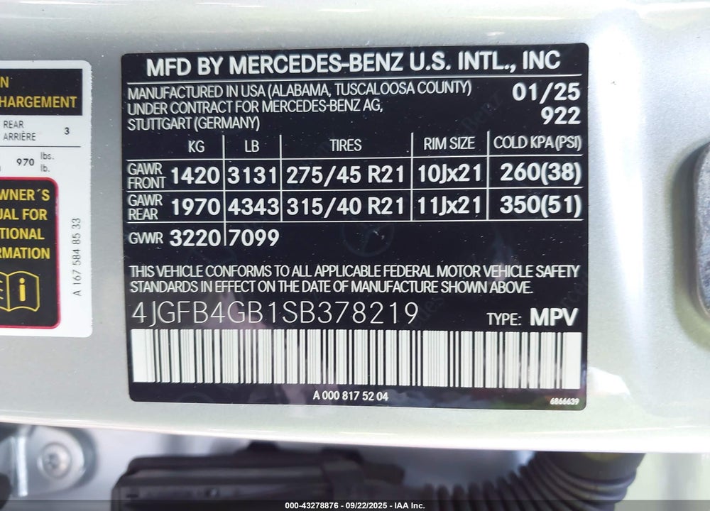 2025 MERCEDES-BENZ GLE 450E 4MATIC VIN: 4JGFB4GB1SB378219