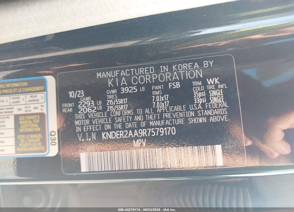 2024 KIA SELTOS EX VIN: KNDER2AA9R7579170