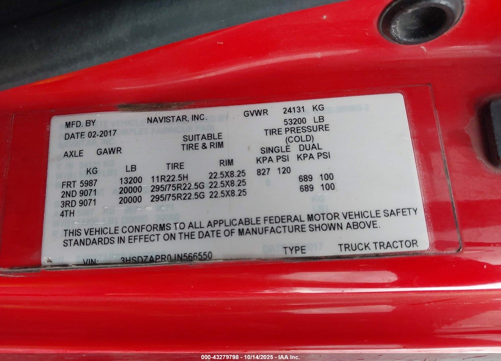 2018 INTERNATIONAL LT VIN: 3HSDZAPR0JN566550