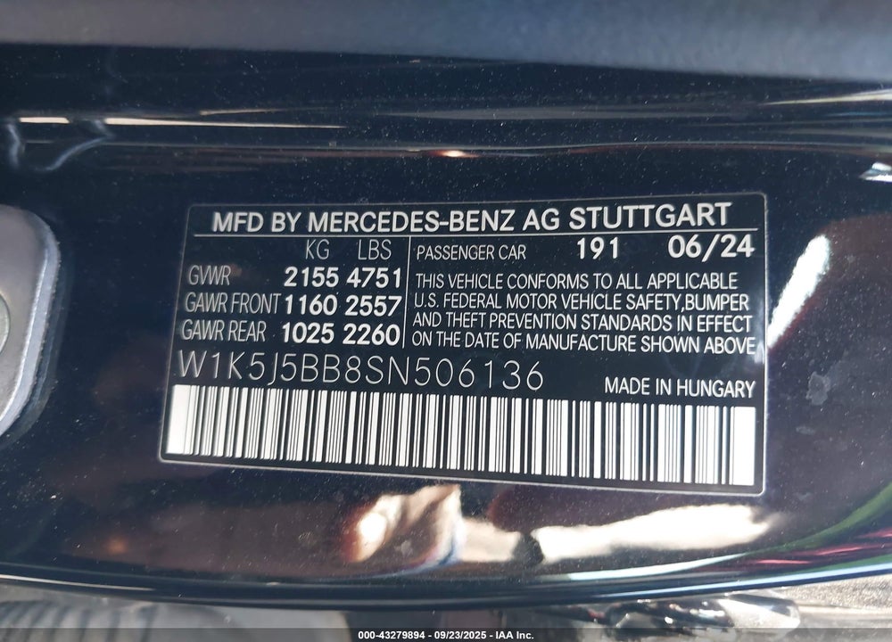 2025 MERCEDES-BENZ CLA-CLASS VIN: W1K5J5BB8SN506136