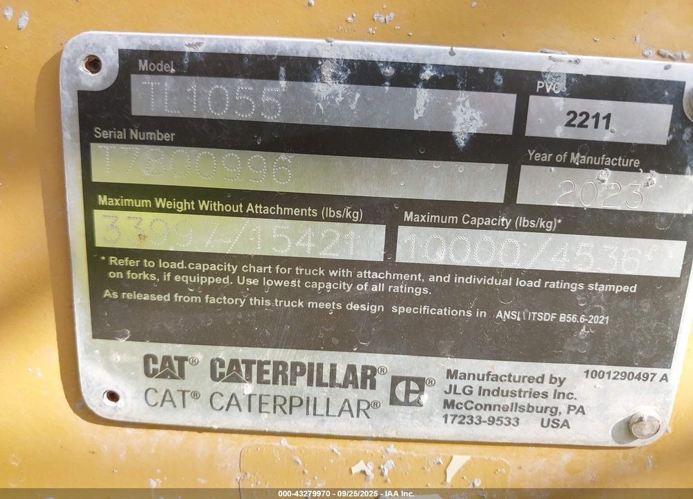 2023 CATERPILLAR TL1055 TELEHANDLER VIN: T7800996