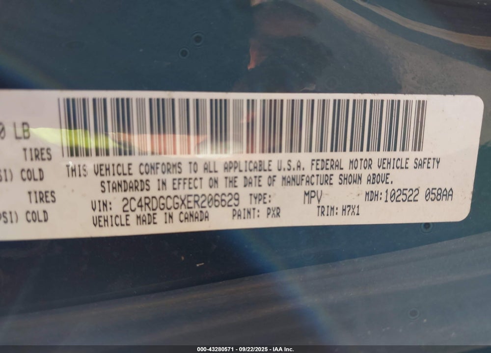 2014 DODGE GRAND CARAVAN SXT VIN: 2C4RDGCGXER206629