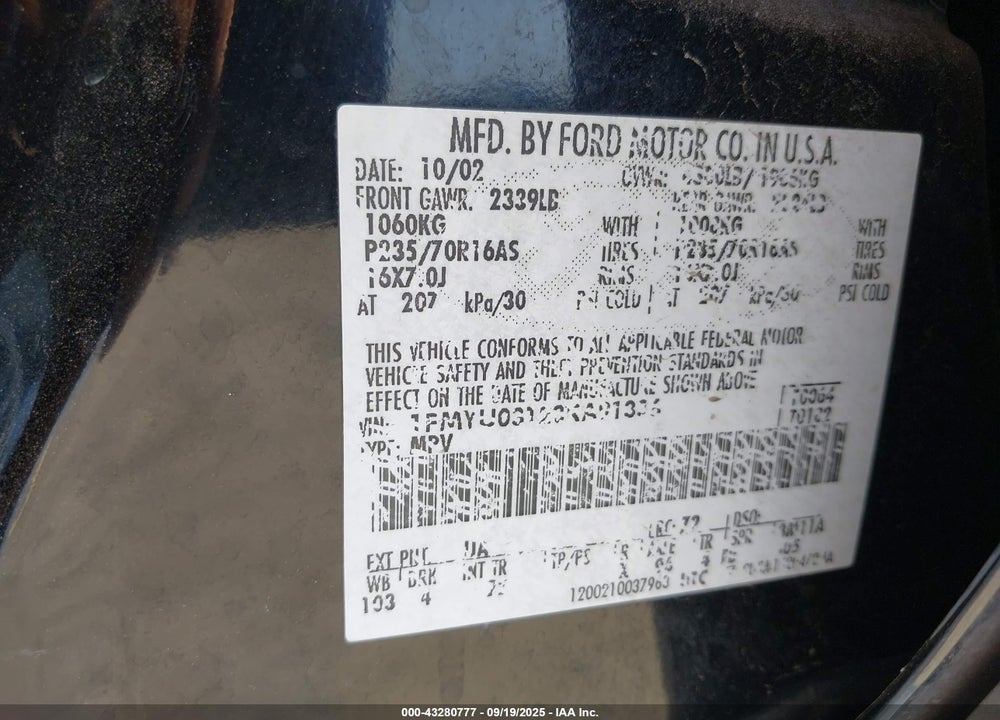 2003 FORD ESCAPE XLT VIN: 1FMYU03123KA91336