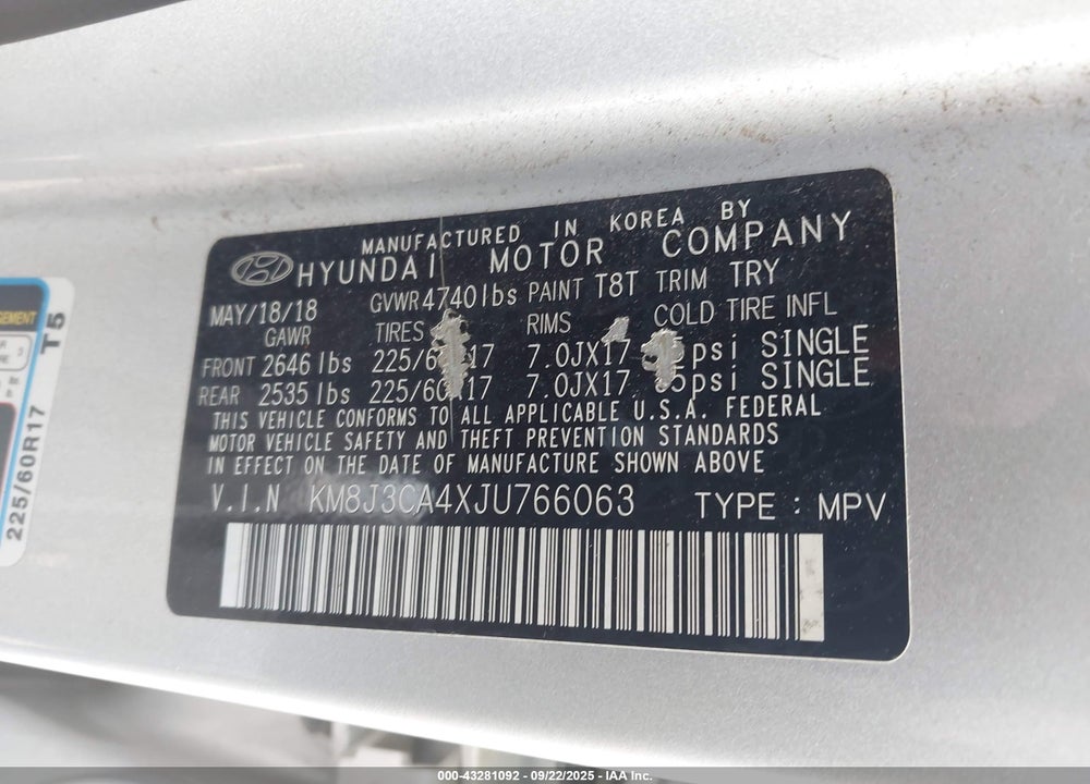 2018 HYUNDAI TUCSON SEL PLUS VIN: KM8J3CA4XJU766063