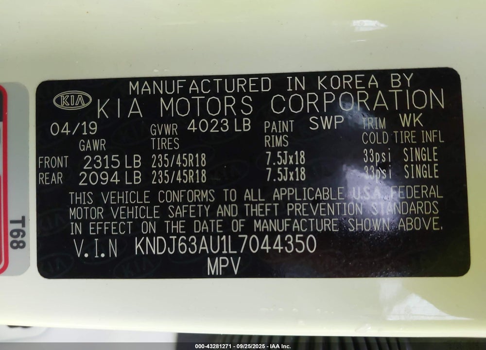 2020 KIA SOUL GT LINE VIN: KNDJ63AU1L7044350