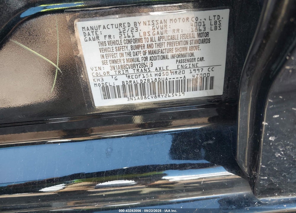 2024 NISSAN SENTRA VIN: 3N1AB8CV8RY265419