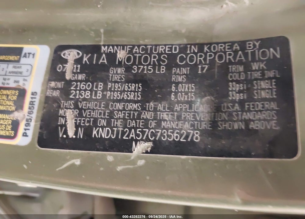 2012 KIA SOUL VIN: KNDJT2A57C7356278