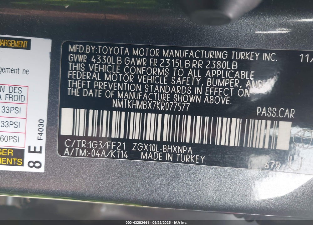 2019 TOYOTA C-HR VIN: NMTKHMBX7KR077577
