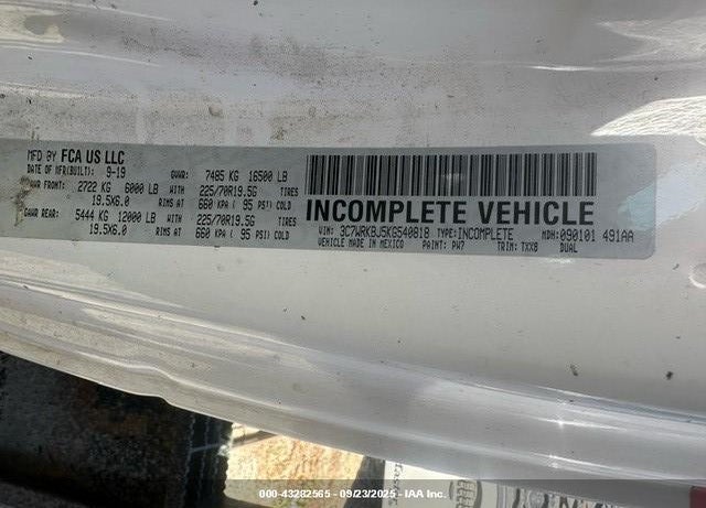 2019 RAM 4500 CHASSIS VIN: 3C7WRKBJ5KG540818