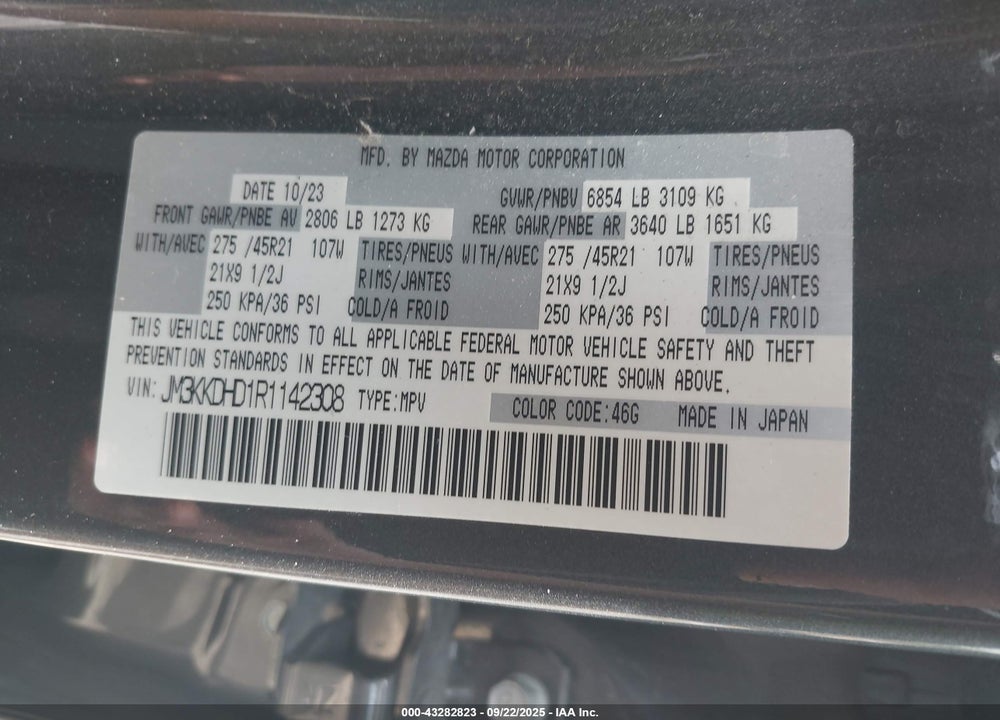 2024 MAZDA CX-90 3.3 TURBO PREMIUM VIN: JM3KKDHD1R1142308
