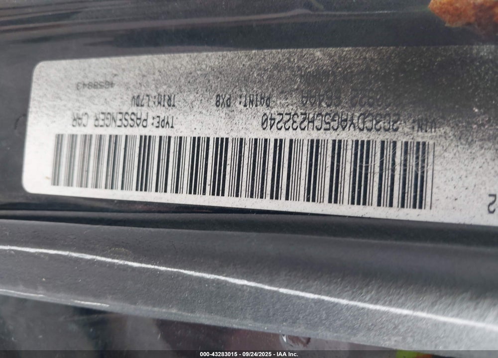 2012 DODGE CHALLENGER VIN: 2C3CDYAG5CH232240