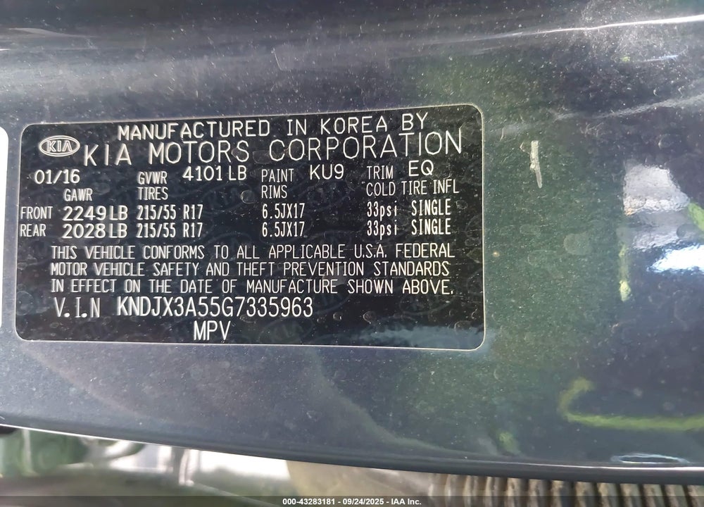 2016 KIA SOUL VIN: KNDJX3A55G7335963
