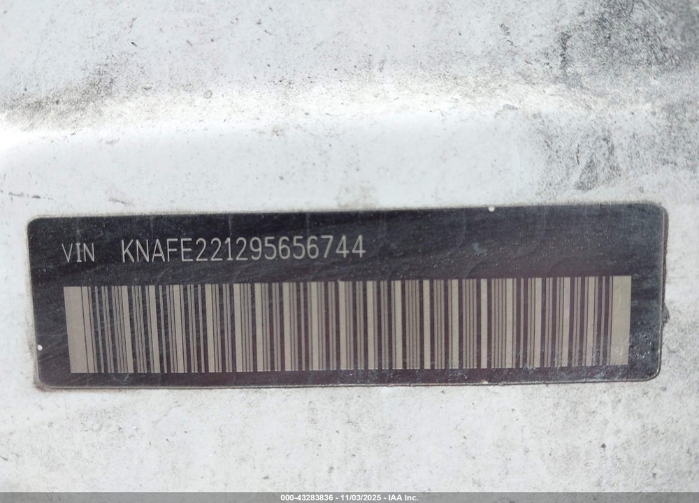 2009 KIA SPECTRA EX VIN: KNAFE221295656744
